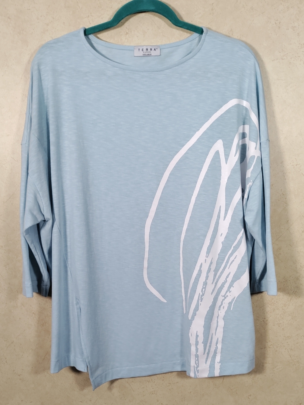 I131 Terra SJ Apparel Blue Graphic Dolman Sleeve Graphic Print Tee XXL